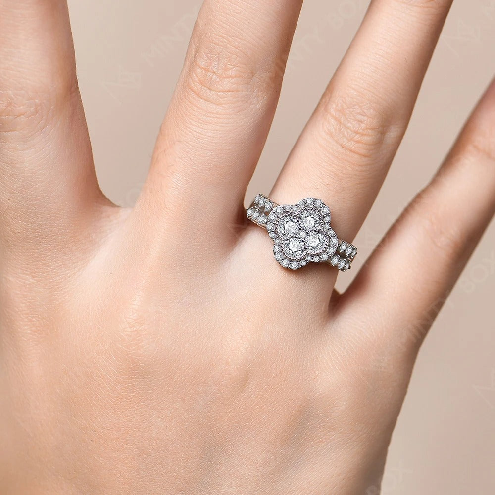 Fleur de Radiance Moissanite Ring | 18K Gold & Sterling Silver