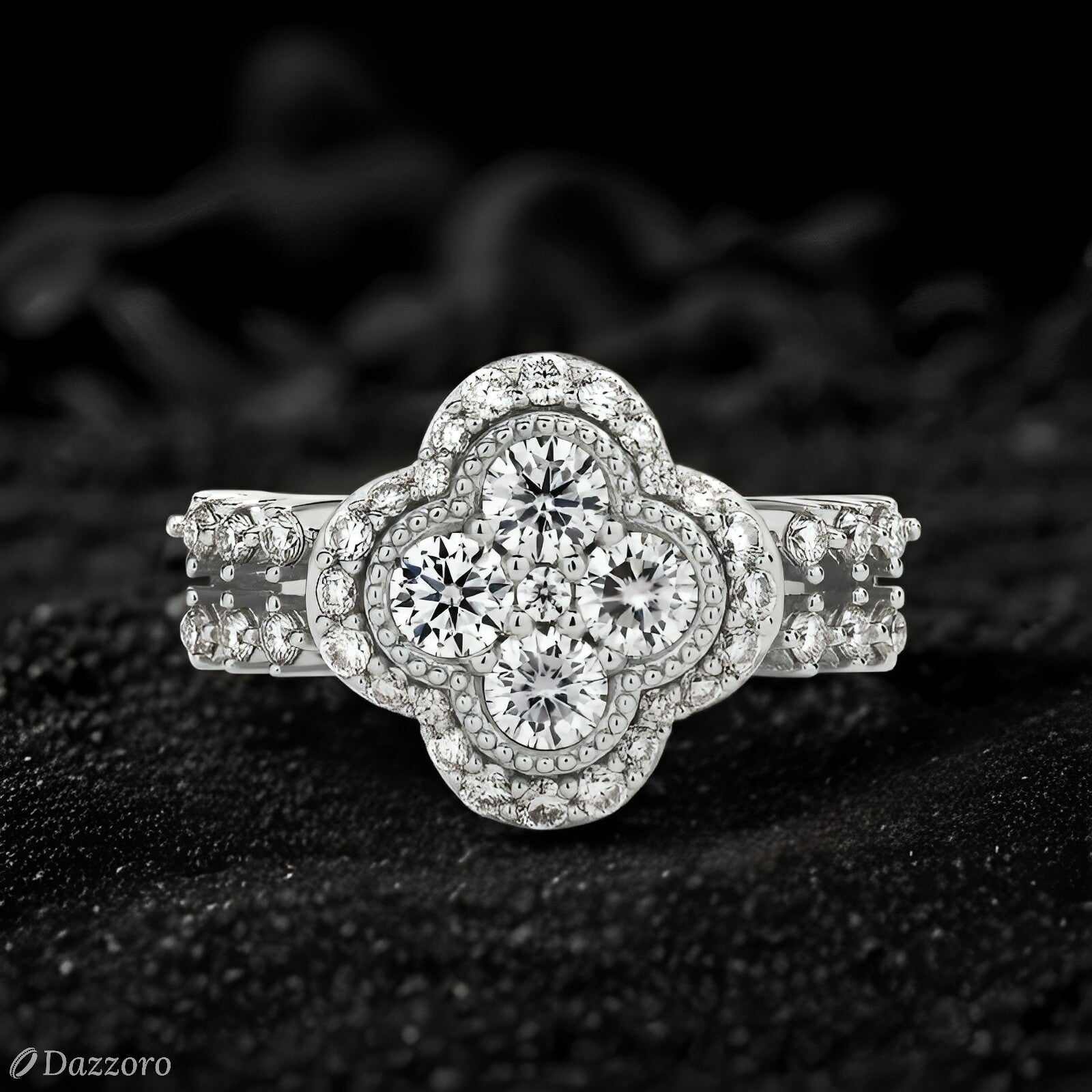 Fleur de Radiance Moissanite Ring | 18K Gold & Sterling Silver