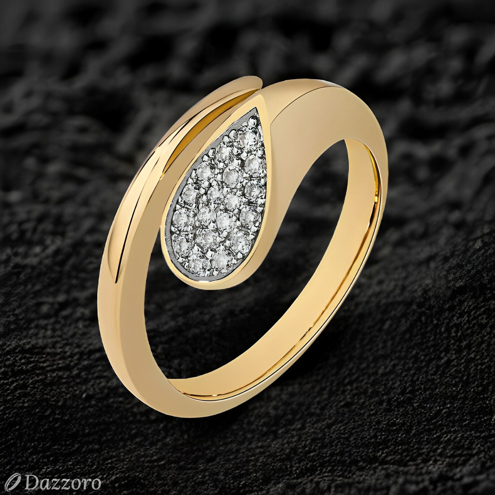 Cascade Pavé Teardrop Ring