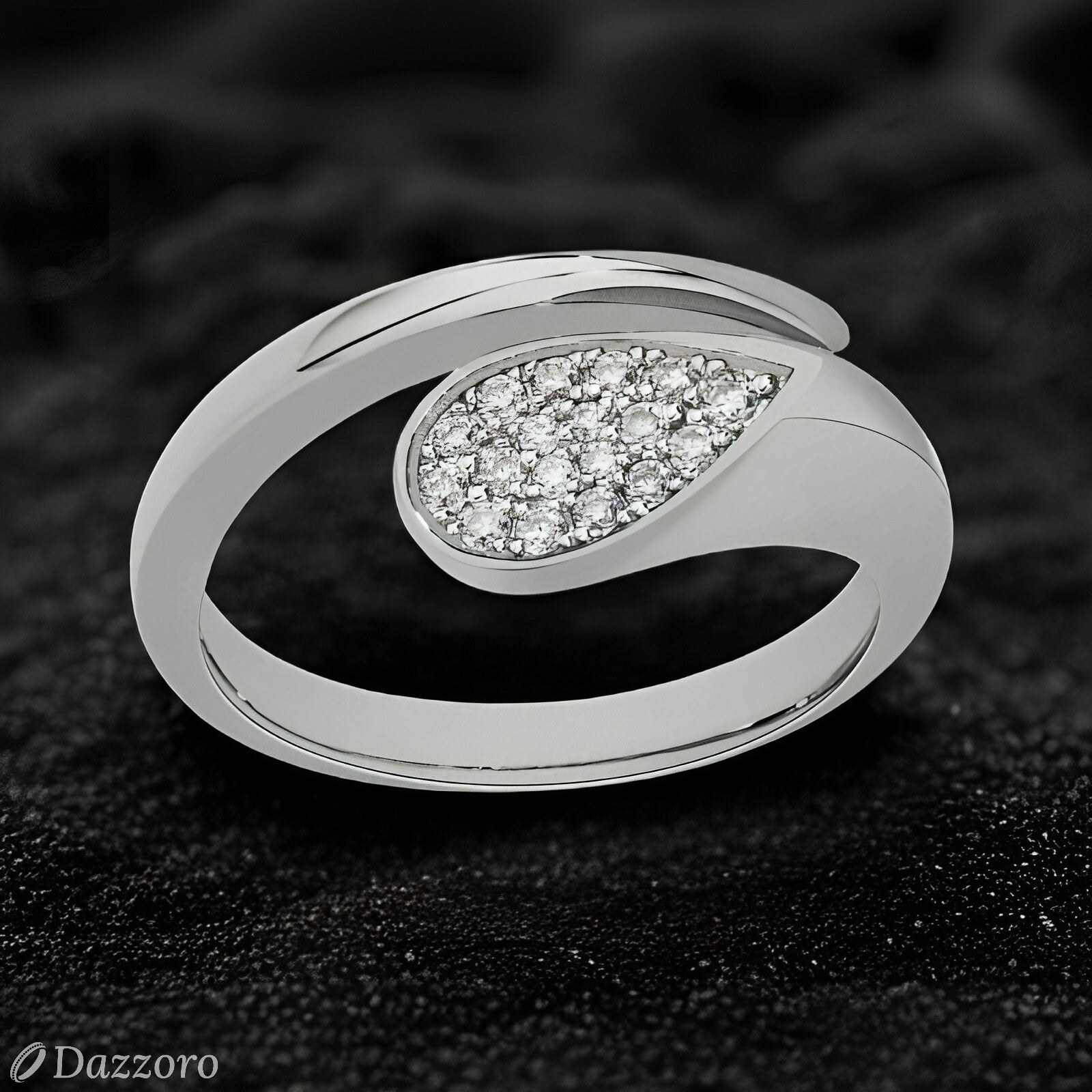 Cascade Pavé Teardrop Ring