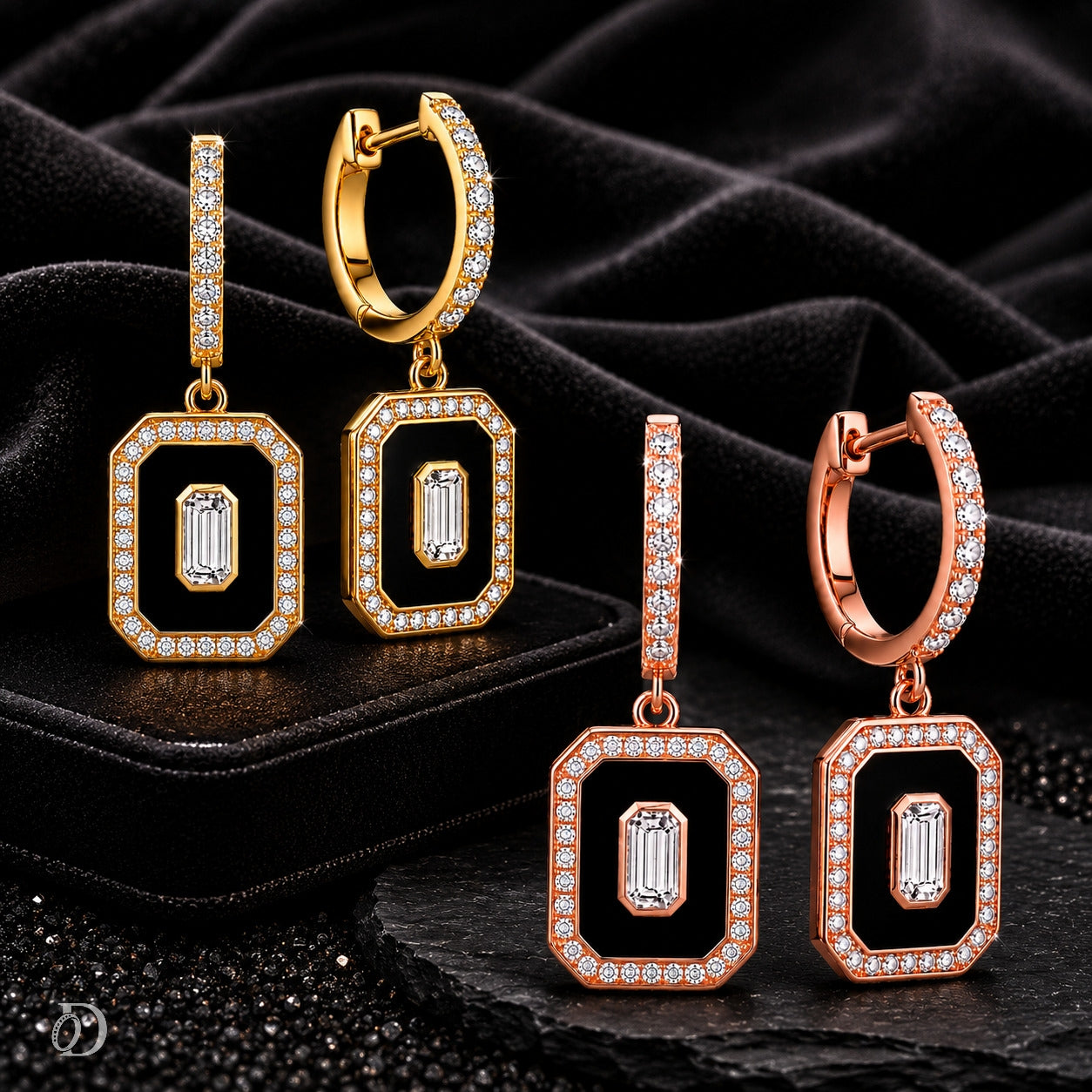 Noir Émeraude Moissanite Earrings