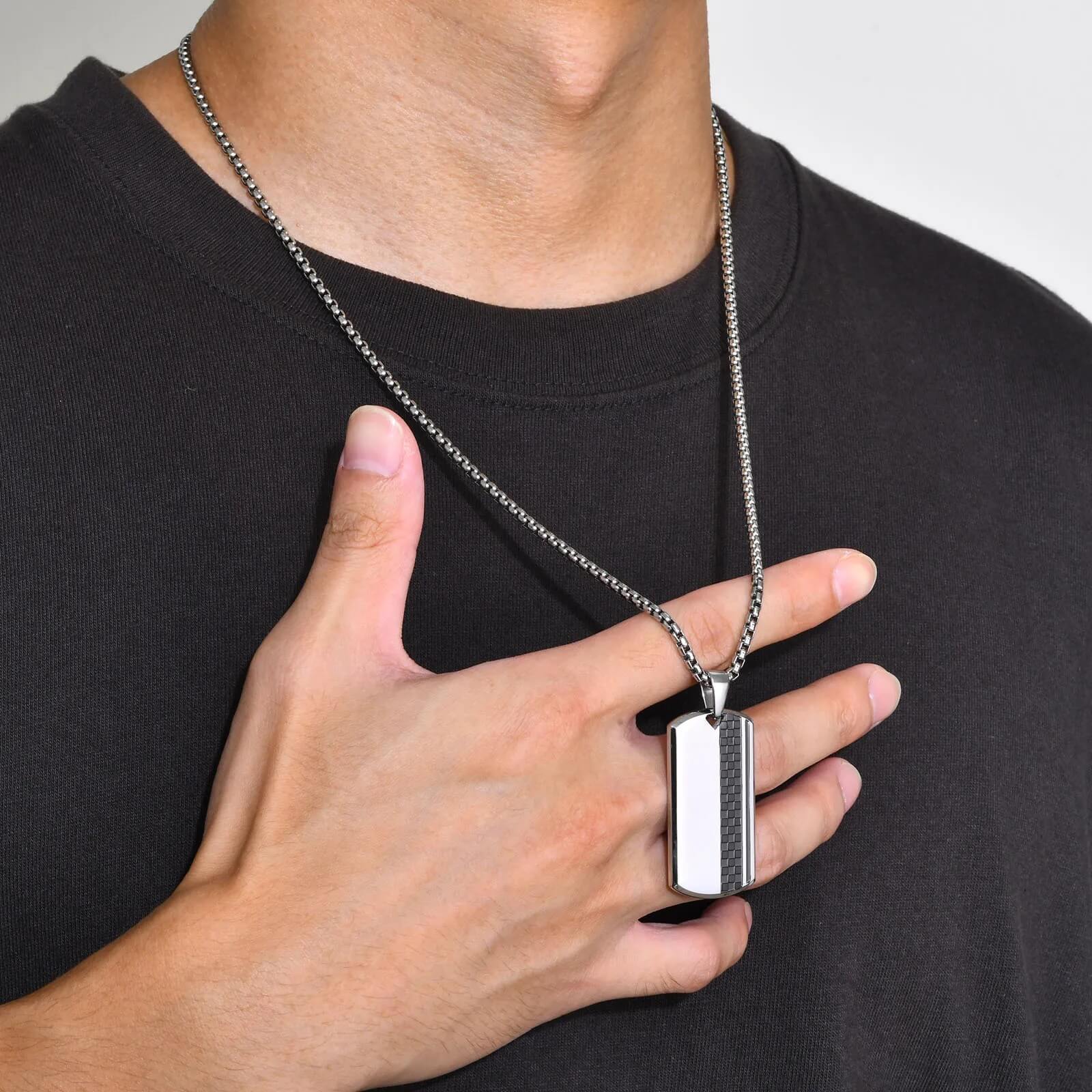 Knight's Grid Dog Tag Necklace
