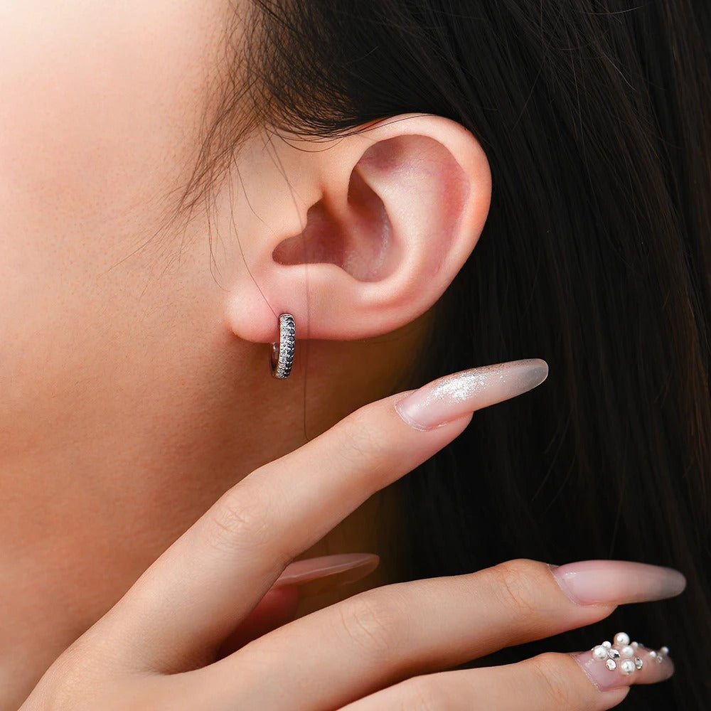 Veloura Duet Moissanite Huggie Earrings